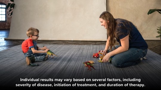 A child with SMA who is treated with SPINRAZA and a caregiver