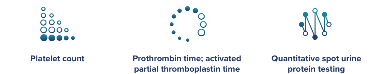 Platelet icon, Prothrombin icon and Urine testing icon