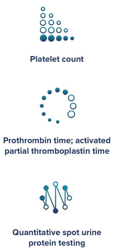 Platelet icon, Prothrombin icon and Urine testing icon